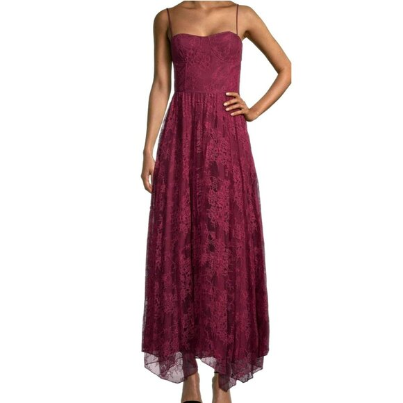Donna Karan $525 Bustier Lace Scarlet Maxi Dress Formal Gown Sz 8 NWT - Picture 1 of 9